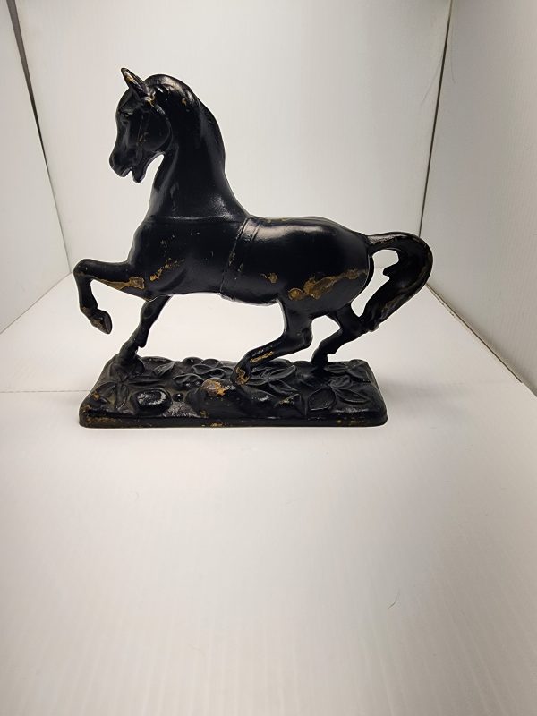 Black Cast Iron Prancing Horse Door Stop