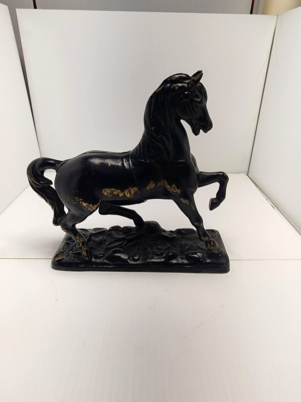 Black Cast Iron Prancing Horse Door Stop - Image 2