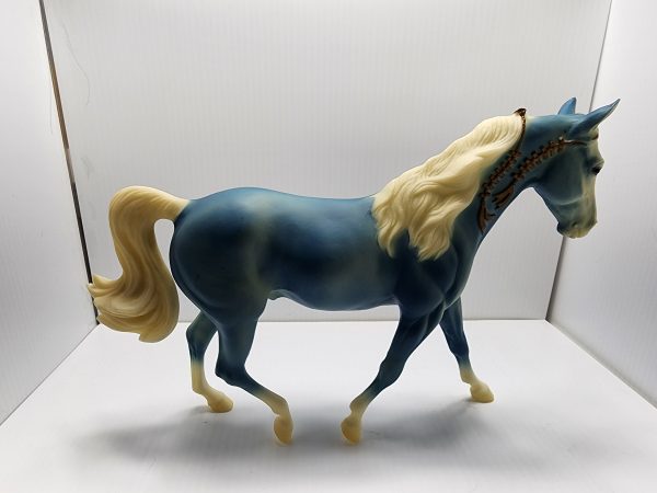 Breyer Fanfare in Wedgewood Blue with Gold Ribbons and 50 Years Stamp