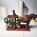 Breyer Clydesdale Stallion with Green and White Bobs and Handmade wagon